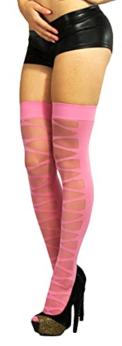 Image of ToBeInStyle Women's Sheer Banded Thigh High Socking w /Opaque Band
