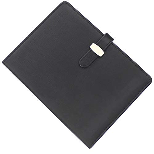 TopHomer Binder Notebook Loose Leaf Notepad Reusable Refillable Notebook Leather Business Meeting Notebook Classic Lined with Pocket & Pen Holder (B5- Black)