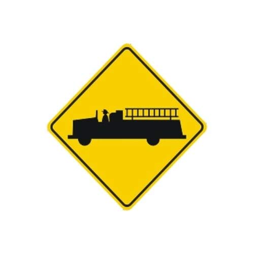 Lotusworld Panneau de signalisation pour caserne de Pompiers Grade D.O.T. Panneau d'avertissement en métal Street Road W11-8SRA22RK 30,5 x 30,5 cm