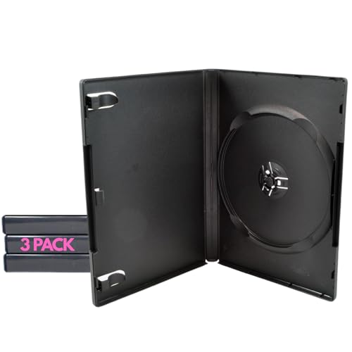Pacote com 3 capas originais para DVD – Caixas de DVD de substituição | 1 estojo de armazenamento de disco | Tamanho padrão de 14 mm | Capas de DVD ecológicas