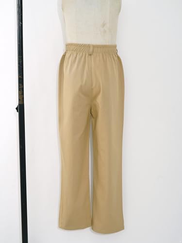 Boy's Classic Relaxed Fit School Uniform Pants Teens Elastic Waist Pull on Chino Pants 5-14 Years4