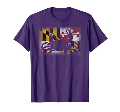 State of Maryland Flag Crab Funny Cute Souvenir Gift T-Shirt