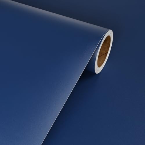 Livelynine Carta da Parati Blu Scuro 40CMx5M Carta Parati Adesiva Muro Camera da Letto Tinta Unita Pellicola per Mobili Adesiva Tavolo Cassetti Blu Cobalto Rivestimento Adesivo per Mobili Cucina Opaca