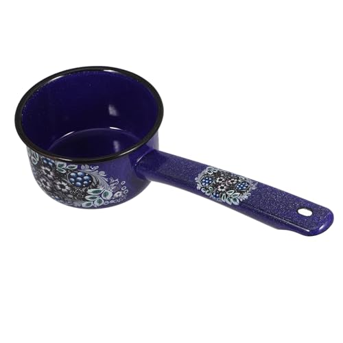 OFFSCH 1pièce Casserole à Lait Émail Vintage Pot à Eau Rétro Avec Ustensile De Cuisine Pratique Pour Maison Bleu Blueberry Flower