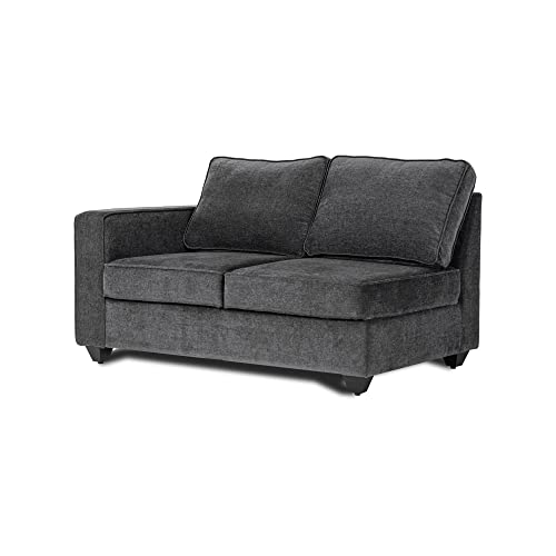 Image of Wakefit Malphino 2 Seater Sofa Set | 3 Year Warranty - Wooden, Smoke Grey Napper