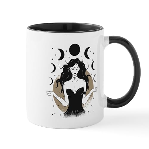 Taza de cerámica 11 oz con diseño luna y yoga miniatura 1
