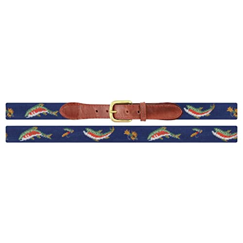 Smathers & Branson Rainbow Trout and Fly Needlepoint Belt2