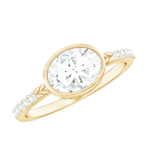 Certified Moissanite Oblong Engagement Ring, D-Vs1 Quality, Moissanite East West Ring for Women - Ready To Gift