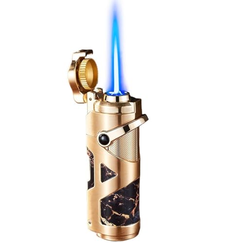 Cigar Lighter, Windproof Butane Torch Lighter, refillable Butane, Adjustable Flame, Perfect for Candles, Grills, and fireplaces(Silver)