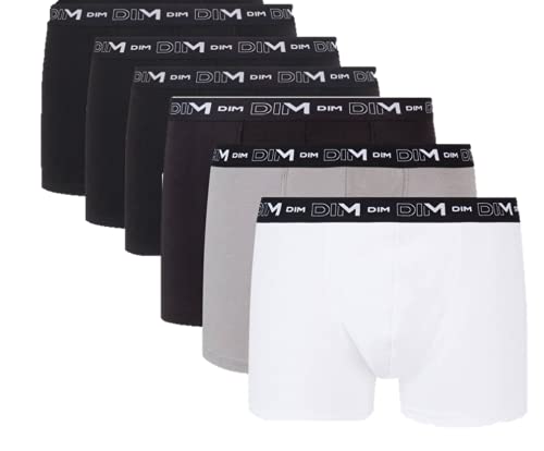 Dim X6 Boxer Coton Stretch Lot de 6, Multicolore (Noir/Gris/Blanc + Noir/Noir/Noir 5zc), Large (Taille Fabricant: 4) Homme