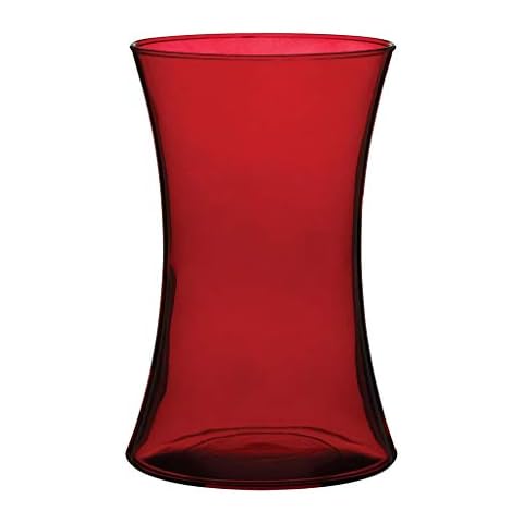 Floral Supply Online 8" Gathering Vase and Flower Guide Booklet - Decorative Glass Flower Vase for Floral Arrangements, Weddings, Home Decor or Office. (Red) Cover