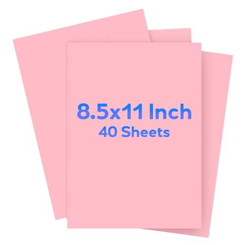 Pink Cardstock 8.5 x 11 Colored Cardstock Paper Printer Paper 40 Sheets Pink Card Stock for Birthday Invitations Art Drawing Menus DIY Cards Tags Crafts School Office Printing