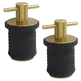 OSVJE 2 Pcs 1 inch Boat Plug, T Handle Stainless Steel/Brass Drain Accessories Rubber Accessories, Twist Plug for Marine/Yachts/Kayaks (Brass)