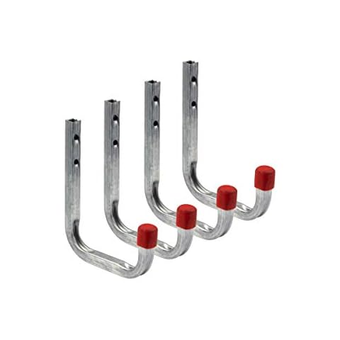 Gedotec workshop tool holder garage hook for screwing | Heavy metal galvanized steel wall bracket 115 x 140 mm Hook load capacity 30 kg set of hooks mounting - 4 pieces Cover