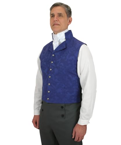 Historical Emporium Men's Regency High Collar Brocade Formal Suit Vest, Dress Fairfax Waistcoat