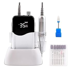 Wave Desktop Cordless Base Electric Nail Drill Machine 35000rpm Drill Set for Manicure Pedicure Rechargeable Battery Wireless with Saves More Time and Money. ( Color : Bianco , Size : A )