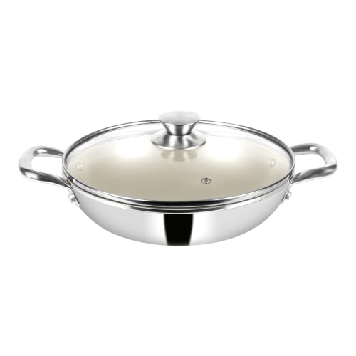 Image of Pigeon Cerrasteel 24cm Ceramic Kadai| Non-Stick| Ceramic Coated| Beige