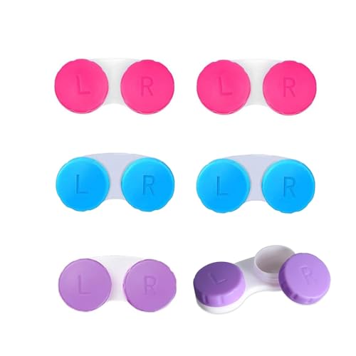 ZHjuju Caja de Lentes de Contacto,6PCS Estuche para Lentes de Contacto con Tapas Izquierda/Derecha Estuche para Lentes de Contacto Contenedor para Lentes de Contacto para Viajes en Casa al Aire Libre