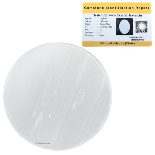 Image of Crystal Heaven Certified Selenite Crystal Charging Plate, 3 Inch Selenite Plate For Crystal Cleansing Re-Energy Work, Meditation And Pooja