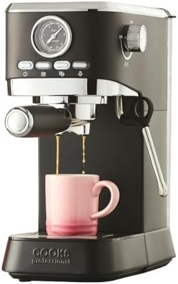 Cooks Professional 20 Bar Espresso Coffee Machine with Steam Wand...