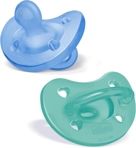 Image of Chicco PhysioForma Orthodontic Pacifier for Babies 6-16 Months, 100% Soft Silicone, BPA Free & Breathing Support, 2-Pack with Sterilizing Case, Blue /Green (Pack of 6)