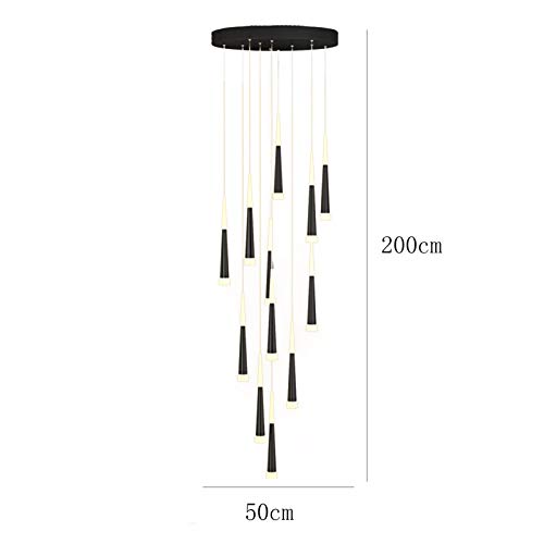 Plafonnier LED escalier suspendu en spirale noir et blanc réglable - 7
