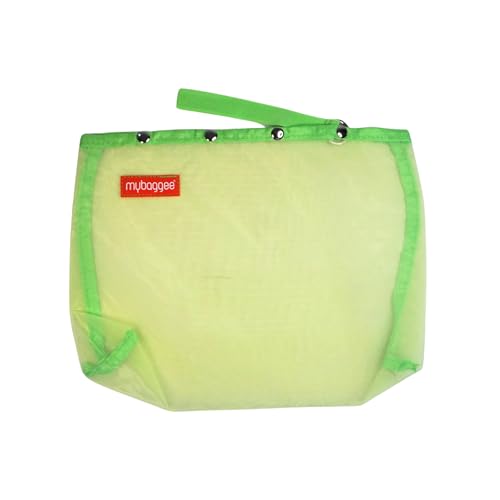 Image of Medium 4 Snaps Mesh Travel Knitting Bag with Snap Opening, Lightweight Nylon Storage Pouch for Yarns, Needles and Accessories (Green)