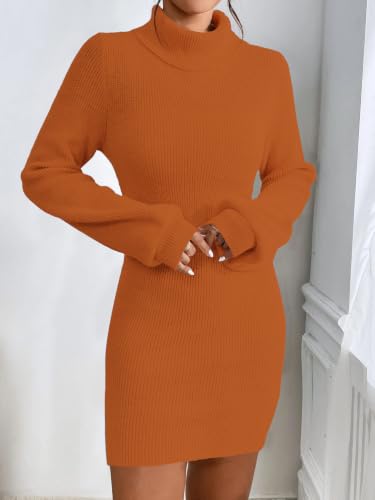 Image of Turtleneck Sweater Dress for Women Knit Mini Bodycon XS-XXL