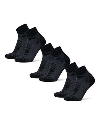 DANISH ENDURANCE Calcetines de Senderismo Tobilleros Unisex, 3 Pack, Negro, 39-42