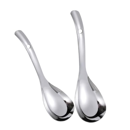 SOLUSTRE 2pcs Stainless Steel Rice Spoon Convenient Rice Scooper with Comfortable Grip for Easy Use Kitchen and More