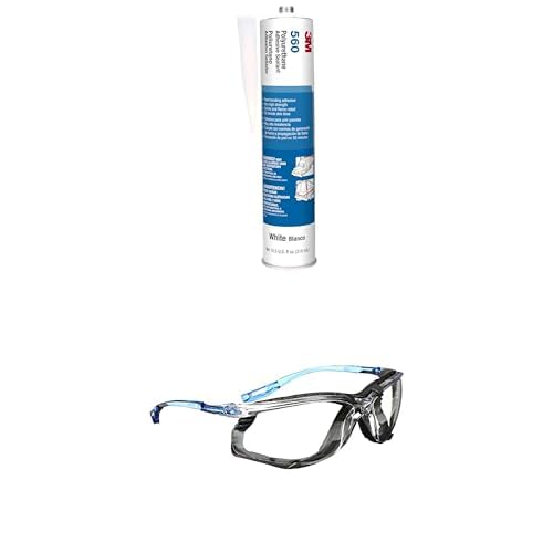 Bundle of 3M Polyurethane Adhesive Sealant 560, White, 310 mL Cartridge + 3M Safety Glasses, Virtua CCS, ANSI Z87, Anti-Fog, Clear Lens, Blue Frame