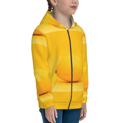 Yellow Lemon Kids Pullover Hoodies Boys Zip Up Sweatshirts Girls Athletic Clothes with Pocket4