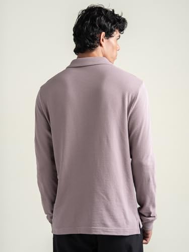Image of DAMENSCH Statement Popcorn Johnny Collar Full Sleeve Polo with Premium Cotton Blend, Popcorn Texture, Colours by High-IQ Dyes Heavy Weight Fabric T-Shirt for Men
