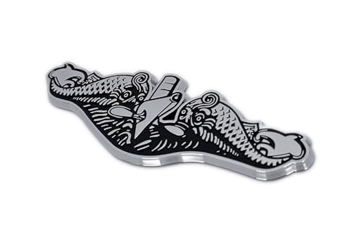 Image of Elektroplate Officially Licensed United States Navy Submarine OEM Chrome Emblem for Cars, Trucks, and All Auto | Universal Fit at 4.9 inch x 1.7 inch | Weatherproof