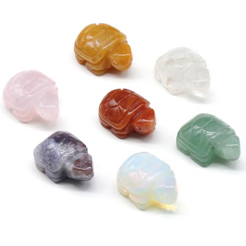 6 Pcs Turtle Shape Worry Stones Bulk Set Thumb Healing Stress Pocket Crystal Stone for DIY Meditation Anxiety Therapy