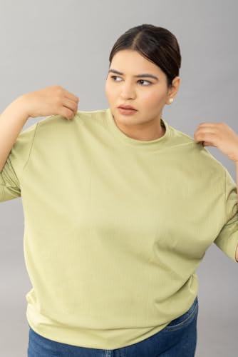Image of CUPID Women Plus Size Cotton Round Neck Half Sleeve Casual T-Shirt, Sleep, Night, Yoga, Daily Gym n Lounge Wear a Short Tee n Top for Ladies