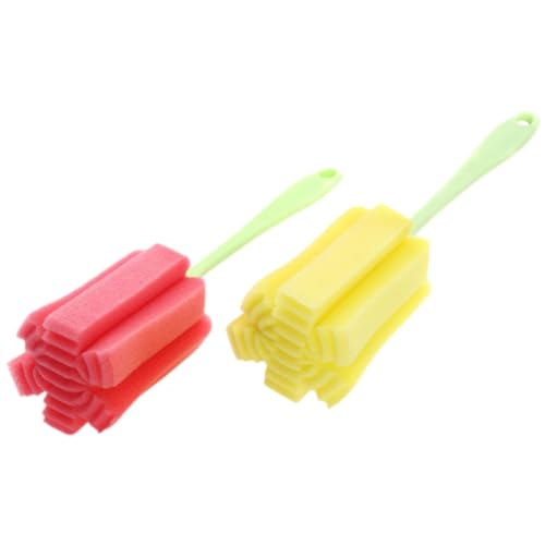 BIUDECO 2 Piezas Cepillo para Limpiar Botellas y Vasos Mango Ergonómico Esponja Suave y Porosa sin Rayar de Unidades para Cocina y Botellas de Agua Color Aleatorio Color Aleatorio