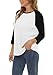 Womens 3/4 Sleeve Fashion Crewneck Tops Color Block Blouse Casual Loose Comfy Shirt