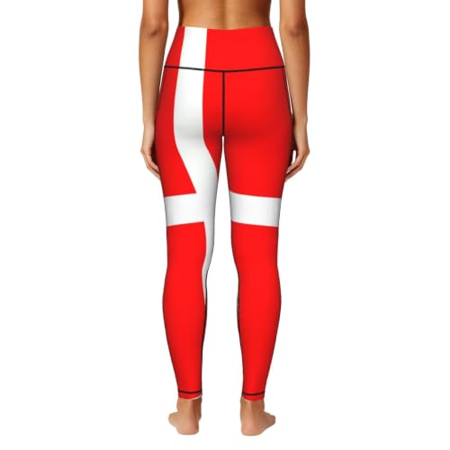 Leggings elásticos suaves con bandera danesa pantalones de cintura alta premium 4