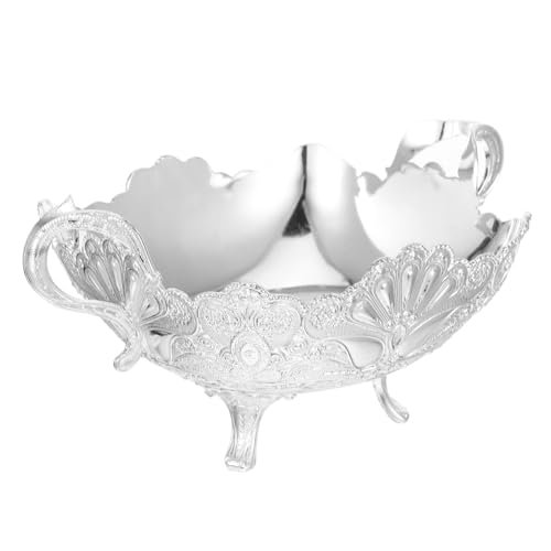 Toyvian Frutero Patas de Metal Plateado 4.7 X 7.1 X 3.4 Pulgadas, Plato de Fruta para Encimera de Cocina, Bandeja Decorativa para Fiestas y Ofrendas, Cuenco Versátil para Servir