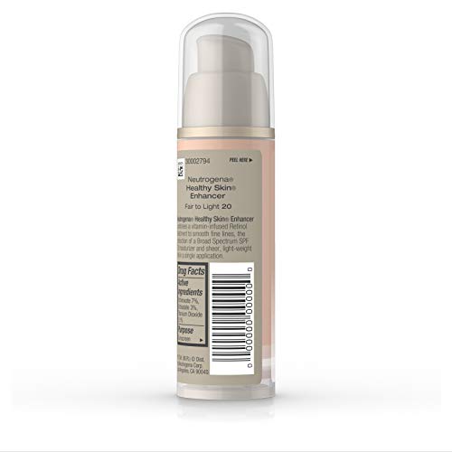 Johnson & Johnson Neutrogena Healthy Skin Enhancer Sheer Face Tint with Retinol & Broad Spectrum SPF 20 Sunscreen for Younger Looking Skin, 3-in-1 Daily Enhancer, Non-Comedogenic, Fair to Light 20, 1 fl. oz