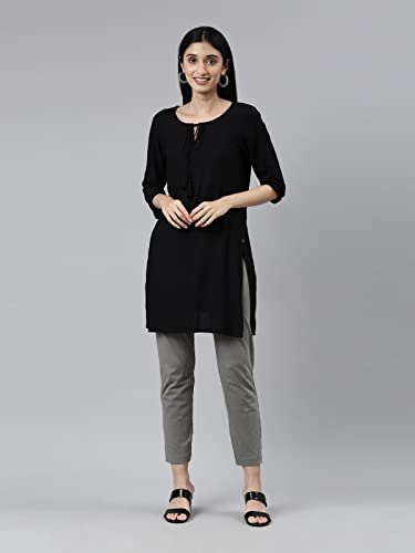 Image of Go Colors Soft Cotton Stretch Kurti Pants Full Length for Women| Breathable, Mid Rise, Baby Pink