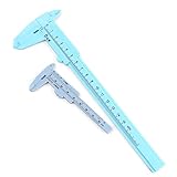 2 Pack Vernier Calipers, Plastic Double Scale Sliding Gauge, Essential Measuring Tool, for DIY, Crafts, Permanent Makeup, Tattoo Eyebrow Line, Lip Ruler, 80+150MM Blue