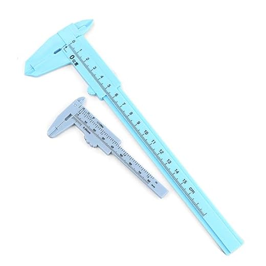 2 Pack Vernier Calipers, Plastic Double Scale Sliding Gauge, Essential Measuring Tool, for DIY, Crafts, Permanent Makeup, Tattoo Eyebrow Line, Lip Ruler, 80+150MM Blue