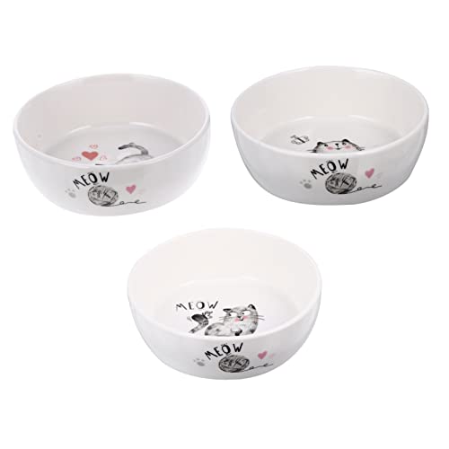 Abaodam 猫ボウル 皿 小さい キャットフードボウル 猫の餌入れ 鍵 摂食 屋内 ために ペットボウル ペットフードボウル 猫セラミックボウル 子犬の弓 子犬猫の弓 セラ 白い