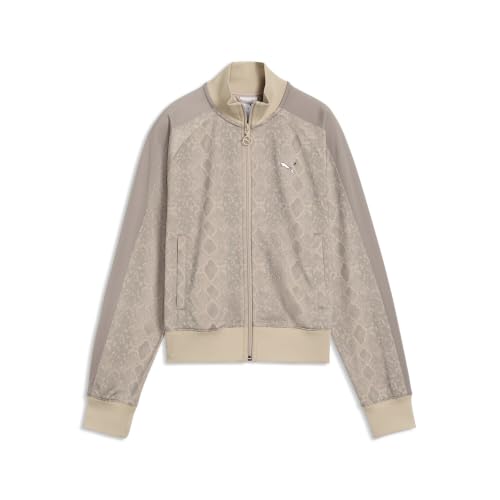 Image of PUMA Women's T7 Print Short Sports Jacket, Mouse Gray Beige, M (m)