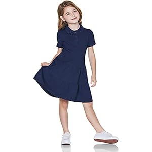 Tesla Kids Short Sleeve Dress, Lightweight, Breathable, Quick Drying, Polo Dress, Pique, Active, Formal, Casual, Plain, School Clothes, Girls, Juniors