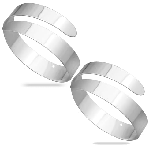 RechicGu 2 Pieces Greek Upper Arm Bracelet Cuff Band Metal Adjustable Gypsy Bohemian Armband Bangle Jewelry Set Armlet Belly Dancer Costume Wedding Silver