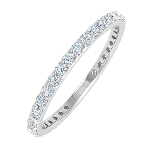 FINEROCK 1/2 to 0.51 Carat Diamond Eternity Wedding Band in 14K Gold (I1-I2 Clarity)