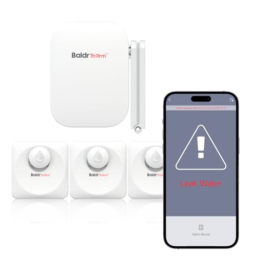 Baldr Smart Water Leak Detector Wireless Wi-Fi Water Sensor for Home with Real-time Email/APP Alerts, 100dB Local Alarm, Suitable for Kitchen, Basement, 3 Sensors